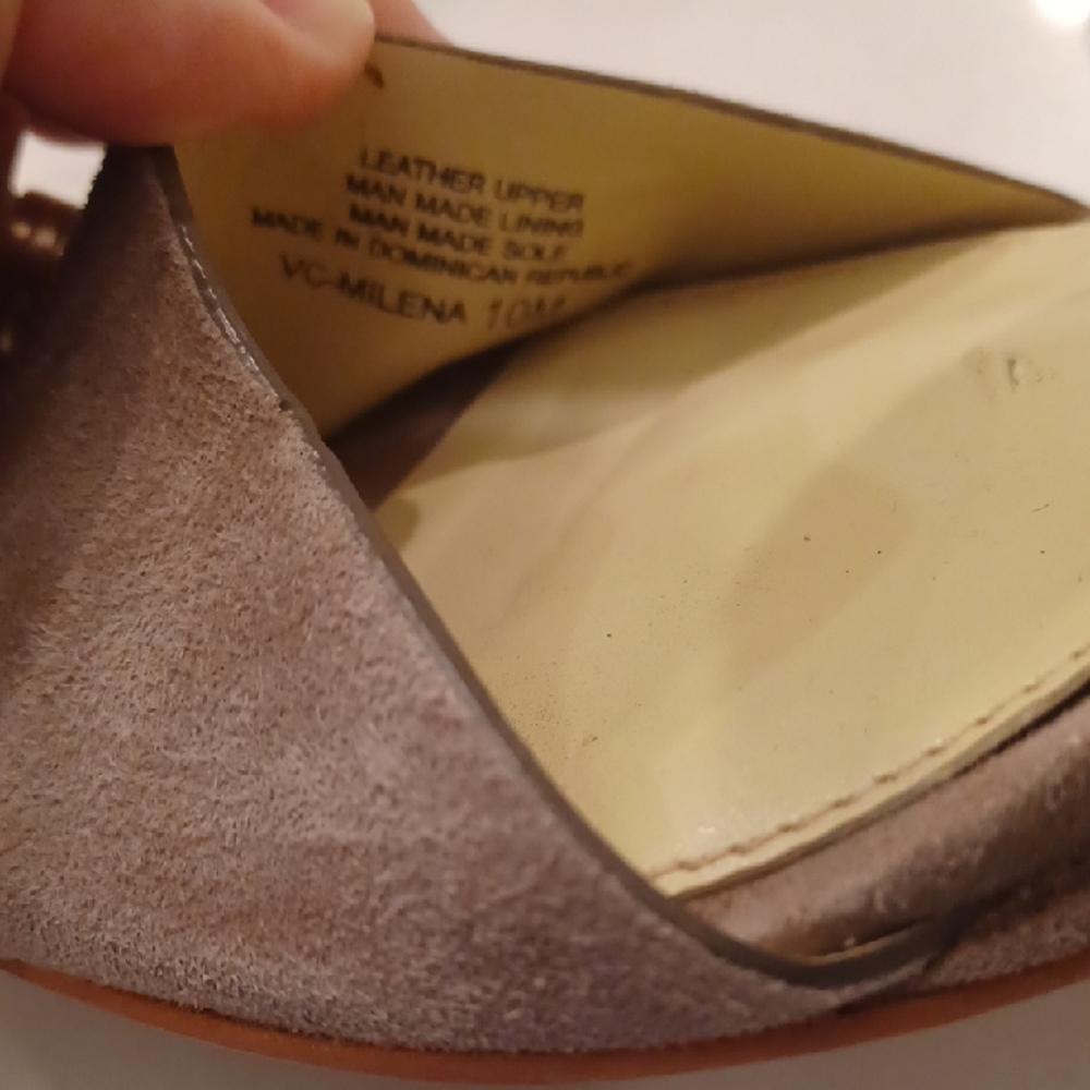 Vince Camuto Milena Tan & Brown Wedge Faux Suede Criss Cross Wedge Sandals Sz 10 - Picture 11 of 15